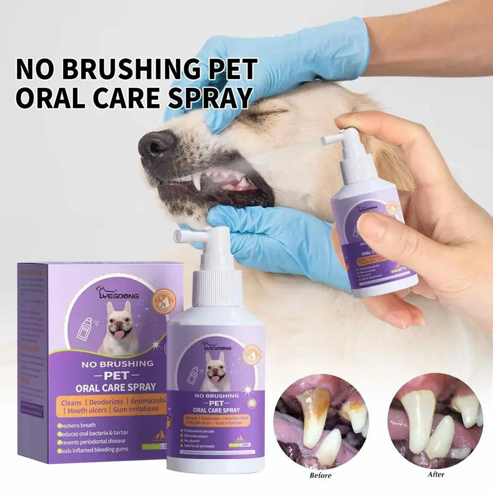 50Ml Pet Oral Cleanse Spray Dogs Mouth Fresh Teeth Clean Deodorant Prevent Calculus Remove Kitten Bad Breath Mouth Pet Supplies