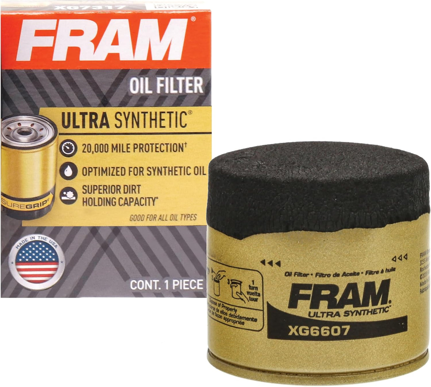 Ulta Synthetic Automotive Replacement Oil Filter, Designed for Synthetic Oil Changes Lasting up to 20K Miles, XG6607 with Suregrip (Pack of 1)