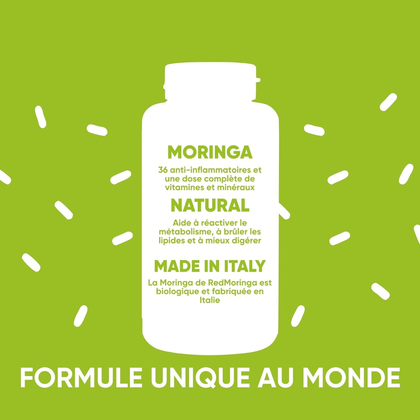 Moringa Bio | La Seule Moringa Biologique Produite En Italie | Véganes Sans Additifs | Super Antioxydant Riche En Vitamines Et Protéines Végétales | Haute Qualité  | 90 Gélules