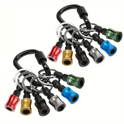 New Choice for Portable Tools! 1/6 Portable Drill Bit Holder Keychain, 1/4 Hexagonal Handle Seamless Docking, Hexagonal Handle Screw Quick Adapter